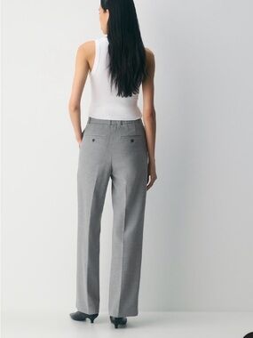 Babaton Gray Straight-Leg Dress Trousers